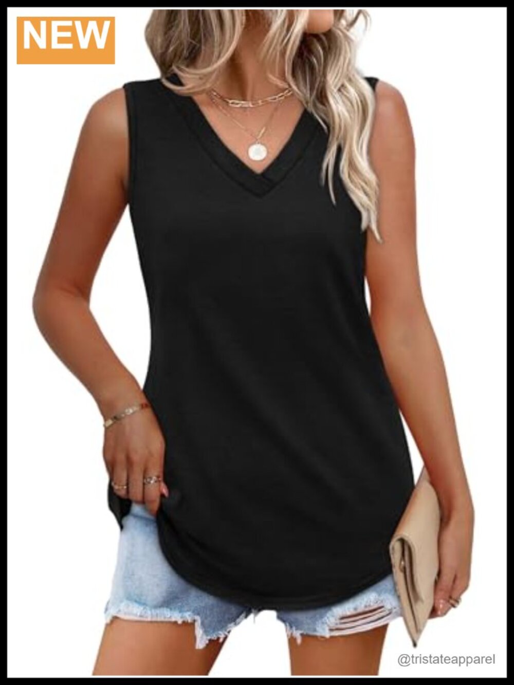 Women's Loose Fit V Neck Tank Top Sleeveless Summer Casual